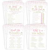 Bridal Shower 25 Bachelorette Games - Pink And Gold Hearts - He Said She Said, Find The Guest Quest, Would She Rather, What'S In Your Phone Game - Printed Front And Back