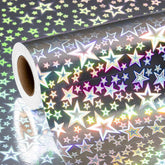 Holographic Foil Wrapping Paper - Mini Roll - 17 Inch X 32.8 Feet- Metallic Silver Foil Stars For Birthday,Wedding,Baby Shower,Party All Occassions (47.3 Sq.Ft.Ttl)