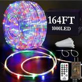 164FT Multicolor LED Rope Lights 1000 LED Waterproof Outdoor String Lights with 8 Modes Clear Tube