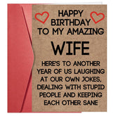 Valentine’S Day Card,Funny Birthday Day Card For Wife - Dual-Occasion Humorous Greeting Card With Envelope, "Happy Birthday To My Amazing Wife
