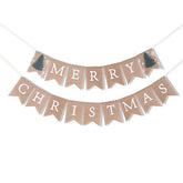 Christmas Banner - Merry Christmas Burlap Banner Party Photo Props Home Decoratios