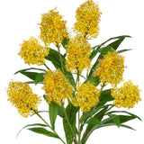 3Pcs Artificial Flowers Faux Skimmia Spray With Leaves 22.8 Inch Long Stem Fake Flowers For Home Vase Table Centerpiece Floral Arrangement Wedding Bouquet (Yellow)