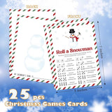 Roll A Snowman Dice Game, Christmas Candy And Family Party Games, Ice Breaker Winter Activity For Teens, 25 Game Cards, 2