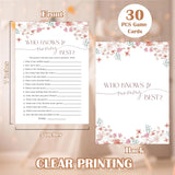 Wildflower Baby Shower Games, Floral Who Knows Mommy Best Game For 30 Guests With Game Cards, Gender Reveal, Baby Shower Supplies & Decorations (Dv30)