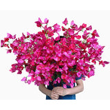 Artificial Bougainvillea Flower Stems Silk Flowers Arrangement For Home Wedding Indoor Outdoor Decorations Table Centerpiece - 6Pcs (Fuchsia)