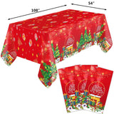 Christmas Tablecloths 3 Pack Merry Christmas Red Plastic Party Decorations 54 X 108 Holiday Party Table Cover Christmas Disposable Tablecloths