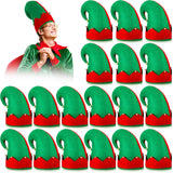 18 Pieces Christmas Elf Felt Hat For Adults Red And Green Santa Elf Hats Bulk Xmas Christmas Elf Costume Headwear Accessories