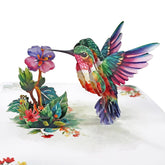 Cutpopup Hummingbird Birthday Card Pop Up, Mothers Day, 3D Popup Greeting Card (Hummingbird Purple Flower)