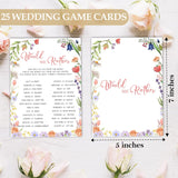 Bridal Shower Games, Wildflowers Wedding Games Card, Bridal Shower Bachelorette Engagement Party Ideas Supplies Decorations, Hilarious Would She Rather Game Cards For Guest, 25 Pack -03