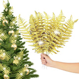 10Pcs Artificial Gold Leaf Fake Leaves Glittering Gold Flowers Fake Foliage Gold Ornaments For Christmas Tree Christmas Picks Gold Decor Wreath Decorations(Gold)