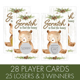 Woodland Teddy Bear Baby Shower Scratch Off Party Game, We Can Bearly Wait Gender Reveal Party Activity - 28 Cards