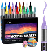 Acrylic Paint Markers Brush Tip, 18 Colors Acrylic Markers With Automatic Ink Control System, Waterproof Acrylic Paint Pens For Painting,Wood, Canvas, Glass, Stone, Fabric And Art Supplies