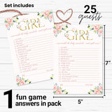 Oh Girl Baby Shower Games Rustic - Word Scramble Cards - 25 Pack - Fun Baby Shower Activities For Guests - Boho Floral Theme In Pink And Gold