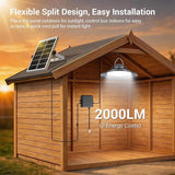 Solar Shed Light 2000LM Indoor Outdoor Pendant Light with Pull String IP65 Waterproof