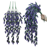 3 Pcs Artificial Hanging Plants Hops Purple Plastic Vines Hops Flowers Purple Garland Fake Hanging Vines Uv Resistant For Home Wall Garden Balcony Wedding Party Decoration(Purple)