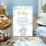 321 Pcs Blue Elephant Themed Baby Shower Game Supplies For Boy 5 Set Include 50 Activity Cards 20 Pencils 1 Don'T Say Baby Sign 50 Clothespins For Price Is Right Prediction Bingo Game Party