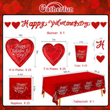 Valentine'S Day Party Supplies For 25 Guests - Romantic Heart-Shaped Disposable Plates, Love-Themed Tablecloth, Napkins, Cups, And Banner - Valentines Party Decorations