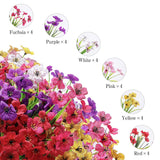 24 Bundles Artificial Flowers For Outdoor,No Fade Fake Plastic Flowers Faux Plants For Decoration Hanging Planters Indoor Outside Garden Porch Window Box Home Wedding Farmhouse