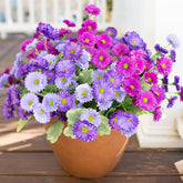 Artificial Flowers For Outdoors Dahlia Spring Summer Decoration, 6 Bundles Fake Daisy Faux Plants Realistic Uv Resistant Silk Flowers For Outside Planter Front Door Yard Garden Home Home, Mix