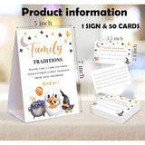 Halloween Baby Shower Wedding Games-Share Your Family Traditions, Pack Of 1 Sign And 50 Cards, Halloween Little Boo Spooky Baby Shower Decorations For Gender Reveal Party Activities