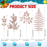 40 Pcs Christmas Glitter Artificial Picks Set Christmas Leaf Sprays Cedar Picks Glitter Berries Stems Tropical Leaf Pine Needles Christmas Stems Branches For Christmas Tree Vase Home(Rose)