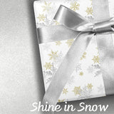 Gold & Silver Snowflake Christmas Wrapping Paper, Reversible Holiday Gift Wrap With Metallic Foil And Silver Back, Elegant Xmas Roll For Adults, Men, Women– 17 Inch X 33 Feet