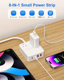 Flat Plug Power Strip 4 Outlets 4 USB Ports 20W Fast Charging 6FT Extension Cord White