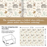 6 Sheets Happy Birthday Wrapping Paper - Not Roll - Western Cowboy Gift Wrap Paper Folded Flat For Wild West Rodeo Birthday Diy Crafts, 19.7 X 27.6 Inch