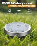 16 Pack Solar Ground Lights 8 LED IP65 Waterproof Flat Disc Pathway Garden Lights