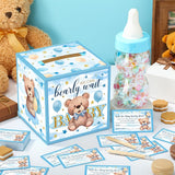 82 Pcs Blue Baby Shower Games Guess How Many Bears Include 1 Guessing Box 1 Large Baby Bottle 60 Cards 20 Pencils For Favors Games Gender Reveal