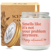 Funny Retirement Candle Gift For Woman, Smells Like Its Not Your Problem Anymore Candle, Best 2025 Retired Candles Gifts For Women Her Friends Coworker Teacher, Happy Retirement Candles44