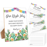 Date Night Ideas For Couples, Bridal Shower Games Date Night Sign, 1 Wooden Sign With 50 Cards, Mexican Fiesta Wishes Advice Game For Wedding, Bachelorette Party Night, Engagement Decoration