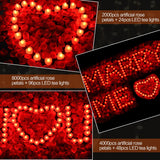 2000Pcs Red Artificial Rose Petals With 24Pcs Red Led Tea Lights Kit, For Decor