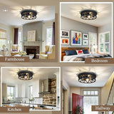 12.5 Inch Gold Drum Ceiling Light Cream White Pleated Fabric Semi Flush Mount Fixture