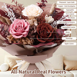 Preserved Flowers Bouquet, Real Eternal Flowers, Gifts For Women, Birthday Gifts For Mom Friends Her Girlfriend Sister, Valentine (Caramel)