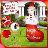 5Ft Christmas Inflatables Goat Outdoor Decoration Inflatables Goat In Xmas Stocking Lighted Blow Up Lamb Climbing Out Fr