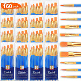 Acrylic Paint Brushes Set, 16 Packs /160 Pcs, Nylon Brush Head, Suitable For Acrylic, Oil, Watercolor,Rock Body Face Nail Art,Perfect Suit Of Art Painting, Best Gift For Kids Adult Drawing