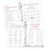 Bridal Shower Games Set– 50 Pack, Floral Wedding Party Games Cards, 4 Game Designs, Newlyweds Party Decoration, Engagement Party Games Supplies, Bachelorette Party Ideas -01