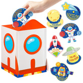 40Pcs Valentine'S Day Boxes For Kids And Mailbox For Classroom Exchange, Valentines Outer Space Cards For Boys Girls, Valentines Gift Cards For Party Favor (1 Mailbox And 39 Greeting Cards)