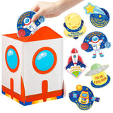 40Pcs Valentine'S Day Boxes For Kids And Mailbox For Classroom Exchange, Valentines Outer Space Cards For Boys Girls, Valentines Gift Cards For Party Favor (1 Mailbox And 39 Greeting Cards)