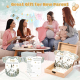 Winter Adventure Baby Shower Game - 50Pcs Baby It'S Cold Outside Winter Wonderland Snowflake Advice & Prediction Cards With Wooden Keepsake Box For Christmas Party Decor Supplies Gift