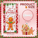 Merry Christmas Gingerbread Man Front Door Decorations Banner - Christmas Gingerbread House Peppermint Candy Cane Door Cover Banner For Xmas New Year Holiday Candy Party Supplies