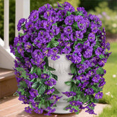 Artificial Fake Hanging Flowers Plants For Outdoor Outside Summer Decoration, 2Pcs Faux Silk Morning Glory Purple Uv Resistant Look Real Trailing Vines For Home Planter Porch Patio