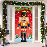 Christmas Nutcracker Door Decor Merry Christmas Door Cover Holiday Xmas Hanging Cover For Indoor Outdoor Front Decor Supplies 71 X 35 Inch(White)