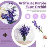 8 Pieces 27 Inches Artificial Purple Blue Orchid Faux Flowers Purple Orchids Silk Flowers For Wedding Dinning Home Restaurant Decoration Bridal Bouquet Corsage Boutonniere Wreath Decor