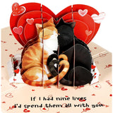 Pop Up Valentines Day Card - Cat Theme 3D Romantic Anniversary Pop Up Card Cute Valentines Day, Birthday Thinking Of You Cards With Envelope For Cats Lover, Her, Him, Wife, Girlfriend, Boyfirend, Husband