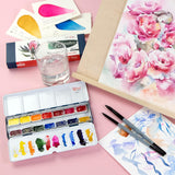 Watercolor Paint Set Botanical Unique Palette, Full Pans 2.5Ml, Metal Case, Extra Fine Professional Watercolours (14 Full Pans)