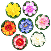 , 7 Pack Artificial Floating Foam Lotus Flowers Water Lily Pond Plants Home Garden Decoration 4" Dia