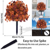 Outdoor Artificial Fall Flowers, Uv Resistant Faux Shrub Decorations, Fall Orange And Red Flowers For Front Porch, Patio, Garden, Thanksgiving Decoration (Pack Of 2)