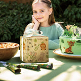 Kraft Baby Shower Wrapping Paper For Kids - Safari Animals Gift Wrap With Lion, Elephant, Zebra, Hippo And Bee Design For Birthday Baby Shower - 28×40 Inches, 4 Folded Jumbo Sheets